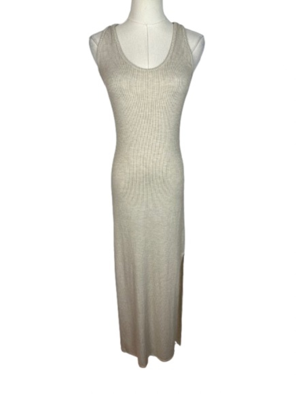 Lulu's Neutral Ribbed Tank Maxi Dress in Cream